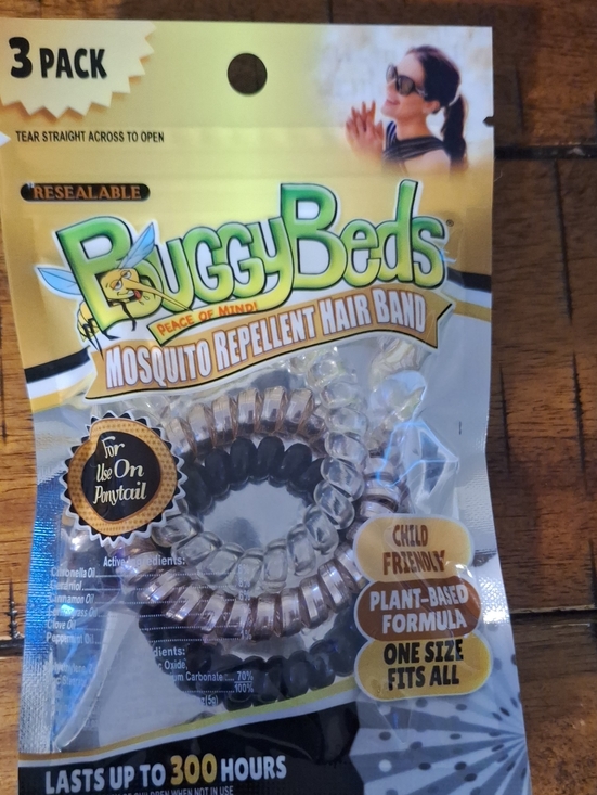 Other - BuggyBeds Mosquito Repellent Hair Band - Clear & Black Coil (3-Pack)